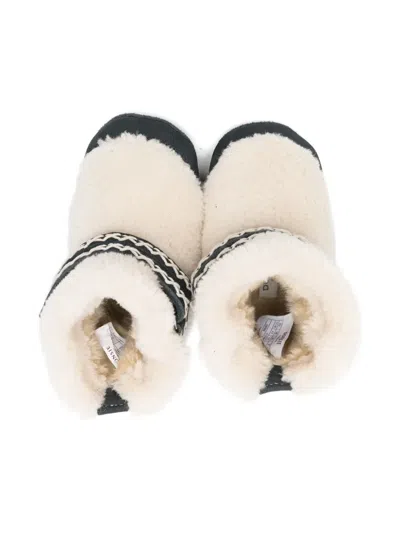 Donsje Shearling Patterned-strap Boots In White