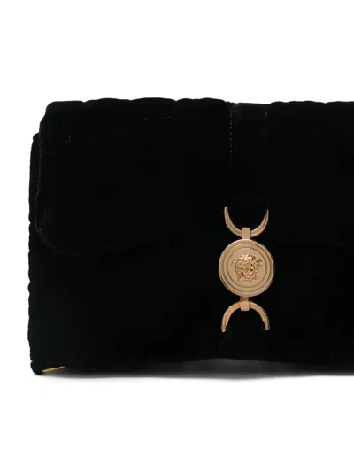 Versace Structured Black Bag With Subtle Hardware Accents In Black