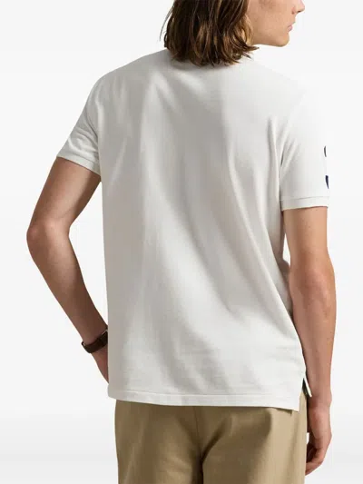 Polo Ralph Lauren Diagonal-stripe Embroidered-logo Polo Shirt In White