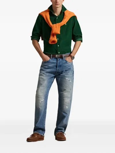 Polo Ralph Lauren Custom Fit Long Sleeve Button-down Shirt In Green