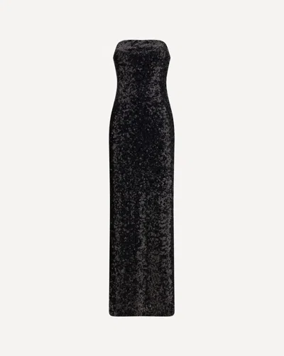 Pinko Nintendos Black Stretch Tulle Embroidered Dress With Sequins In Black