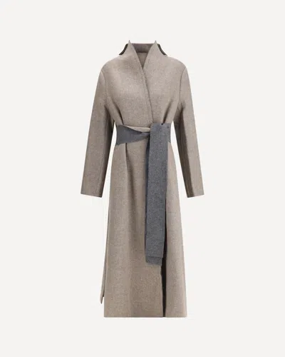 Di Stavnitser Beige Merino Wool Coat In Gray