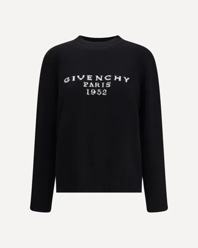 Givenchy Womens Black Brand-intarsia Round-neck Wool And Cashmere Sweater