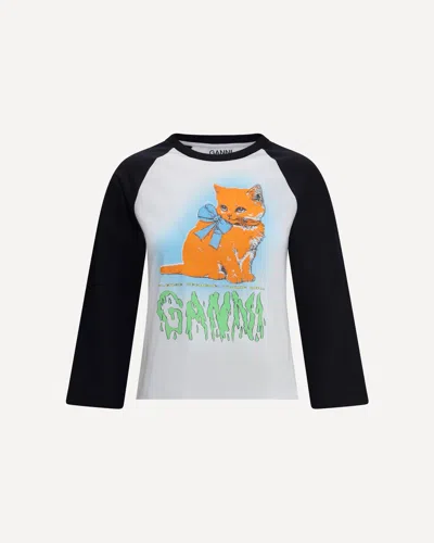 Ganni Women Kitty Baby Organic Cotton T-shirt In White