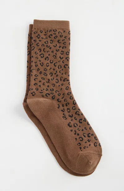 Jjill J.jill Leopard Cotton-blend Crew Socks