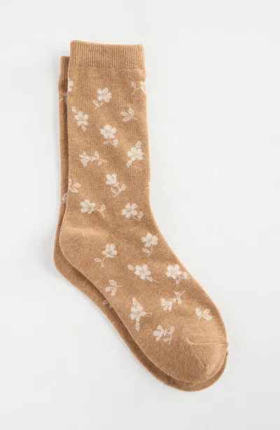 Jjill J.jill Two-tone Floral Crew Socks In Multi