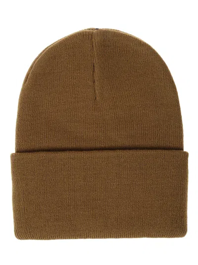 Carhartt Wip Mens Hamilton Brown Brand-patch Ribbed Knitted Beanie In Brown