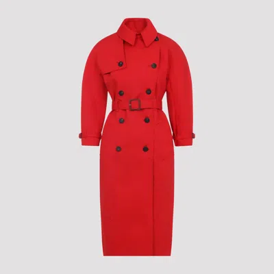 Jacquemus Belted Trench Coat With Structured Collar In Red