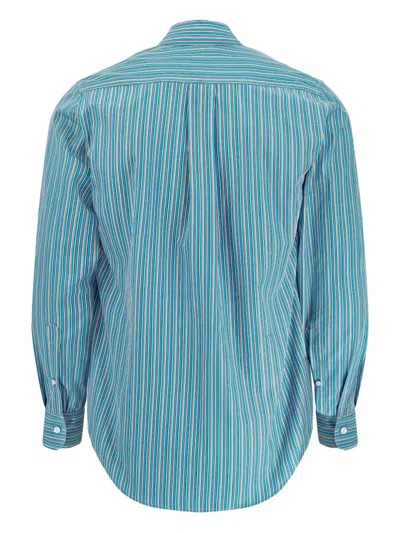 Martine Rose Striped Long Sleeve Button-down Shirt In Blue