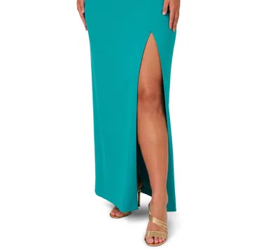 Adrianna Plus Size Off-the-shoulder Column Gown In Blue