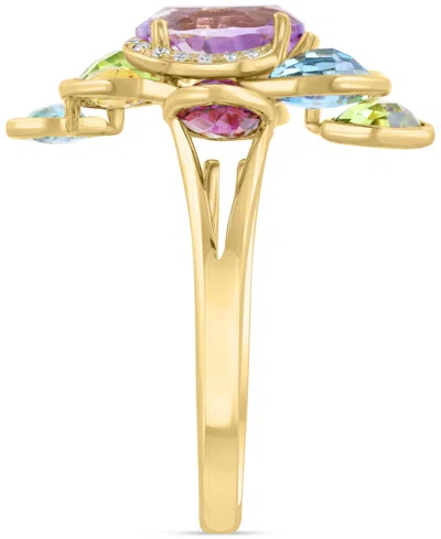 Effy Collection Effy Multi-gemstone (6-5/8 Ct. Tw.) & Diamond (1/20 Ct. T.w.) Cluster Ring In 14k Gold In Multi