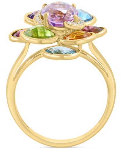 Effy Collection Effy Multi-gemstone (6-5/8 Ct. Tw.) & Diamond (1/20 Ct. T.w.) Cluster Ring In 14k Gold In Multi
