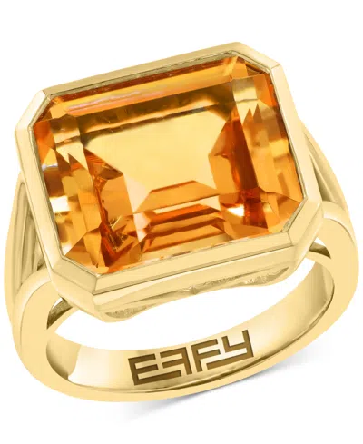 Effy Collection Effy Citrine Statement Ring (11 Ct. T.w.) In 14k Gold Over Silver (available In Blue Topaz) In Yellow