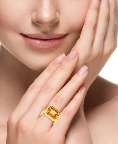 Effy Collection Effy Citrine Statement Ring (11 Ct. T.w.) In 14k Gold Over Silver (available In Blue Topaz) In Yellow