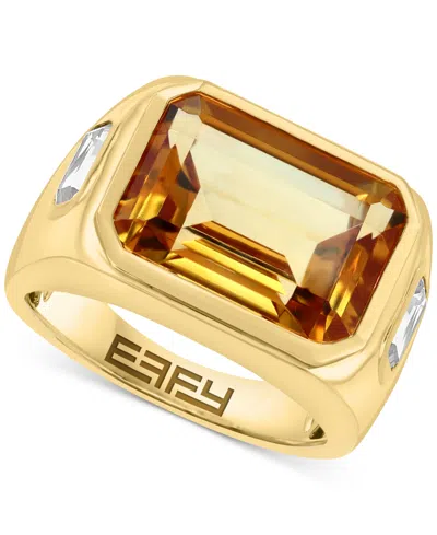 Effy Collection Effy Citrine (5-1/2 Ct. T.w.) & White Topaz (2-1/3 Ct. T.w.) Statement Ring In 14k Gold-plated Sterl In Multi