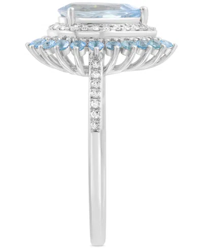 Effy Collection Effy Aquamarine (1-3/8 Ct. T.w.), Blue Topaz (3/8 Ct. T.w.) & Diamond (5/8 Ct. T.w.) Ring In 14k Whi In Multi