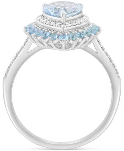Effy Collection Effy Aquamarine (1-3/8 Ct. T.w.), Blue Topaz (3/8 Ct. T.w.) & Diamond (5/8 Ct. T.w.) Ring In 14k Whi In Multi