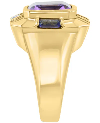 Effy Collection Effy Amethyst (5 Ct. T.w.) & Tanzanite (2-1/2 Ct. T.w.) Statement Ring In 14k Gold-plated Sterling S In Purple