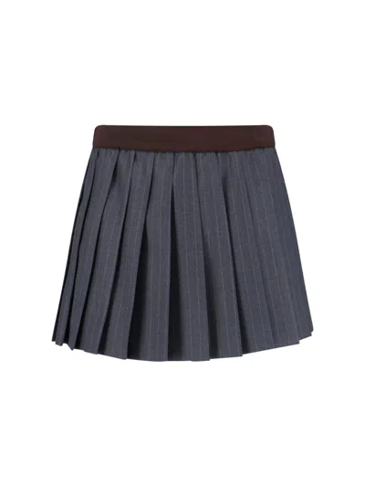 Miu Miu Pleated Mini Skirt In Gray