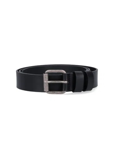 Aspesi Leather Belt In Black