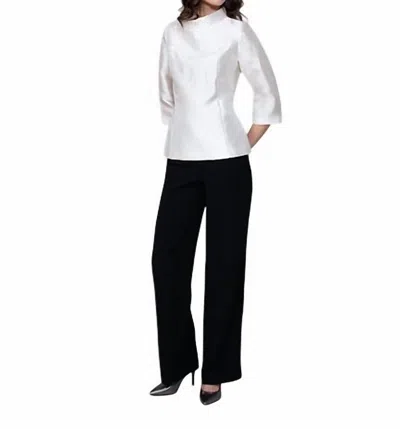 Bigio Collection Three-quarter Sleeve Top In Ecru In White