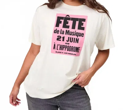 Clare V Original Tee With Fete De La Musique In Cream In White