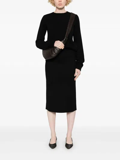 The Row Midi Pencil Skirt In Black Wool In Black