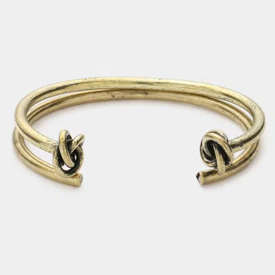 Fashnzfab Layered Metal Knot Cuff Bracelet Gold Burnished In Gold