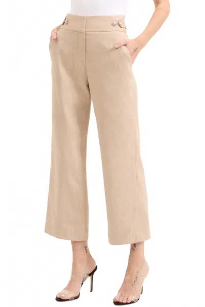 Veronica Beard Aubrie Linen Pant In Khaki Melange In Gold