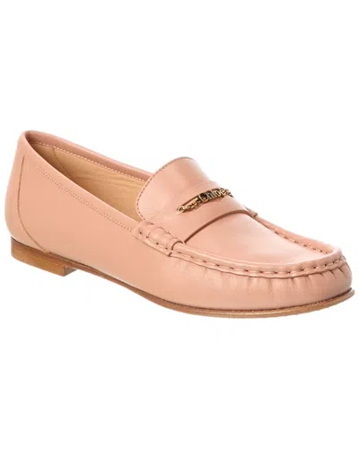 Chloé Chain-detail Leather Loafers In Pink