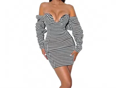 Porshia By Porshia Banks Privilege Houndstooth Dress In Multi In Black