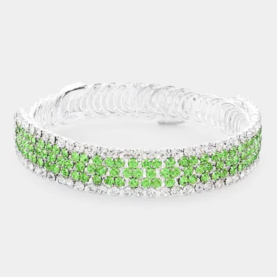 Fashnzfab Rhinestone Pave Evening Bracelet Green In Green