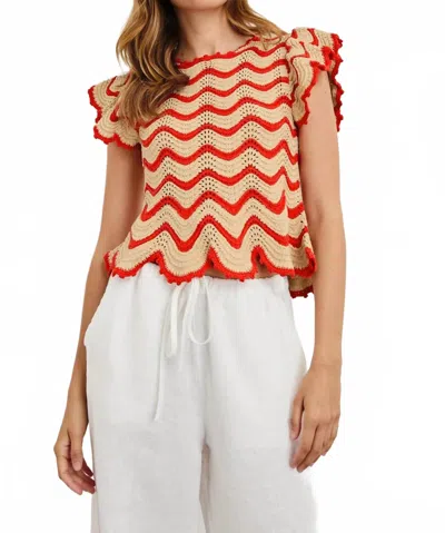 Rails Coen Crochet Flutter-sleeve Top In Neutral