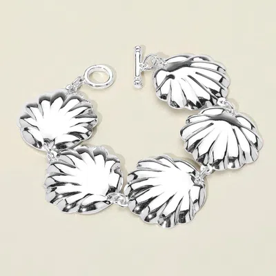 Fashnzfab Shell Link Toggle Bracelet Rhodium In Metallic