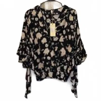 Elan Long Sleeve Top With Elastic Bottom In Multi In Black