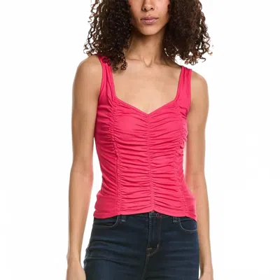 Project Social T Carilano Ruched Rib Tank Top In Raspberry In Pink