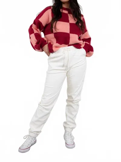 Double Zero Teegan Faux Leather Joggers In White In White