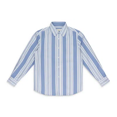 Aimé Leon Dore Blue Printed Stripe Button-down Shirt In Blue