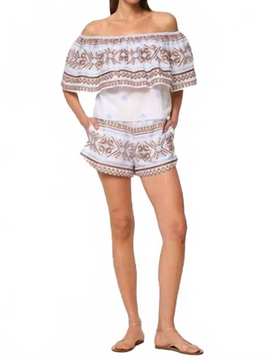 Misa Noah Pull-on Shorts In Embroidered Cotton In White