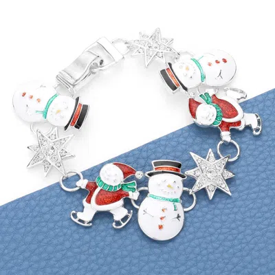 Fashnzfab Glittered Santa Snowman Star Link Magnetic Bracelet Multi In White