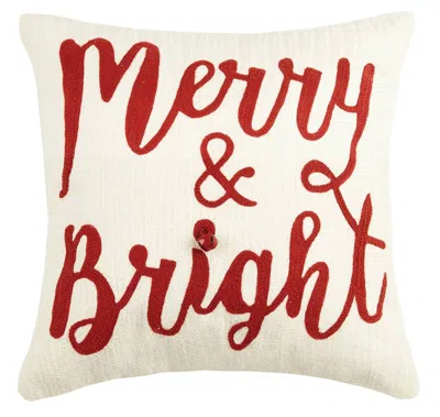 Peking Handicraft The Merry And Bright Jingle Bell Pillow In Multi In Red