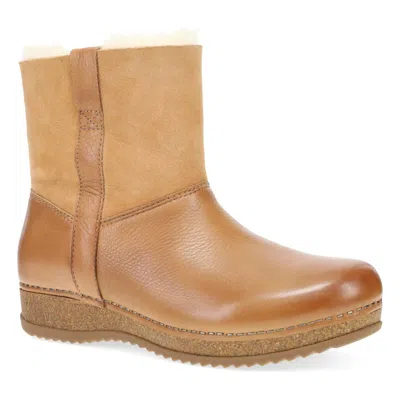 Dansko Women's Mckenzie Shearling Boot In Tan Milled Waxy In Brown