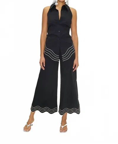 Simon Miller Wavy Cropped Poplin Pant In Black In Black