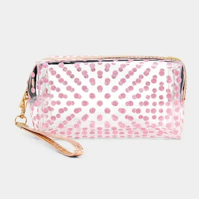 Fashnzfab Glittered Polka Dots Pouch Bag In Pink