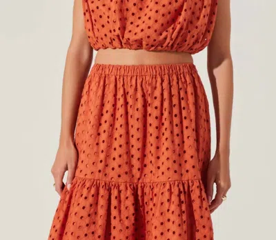 Astr Nalley Eyelet Crop Top In Rust In Multi