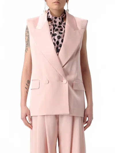 Nina Ricci Sleeveless Jacket With Double-breasted Button Detailing In Brown