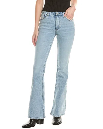 Rag & Bone Flexi Dahlia Mid-rise Full-length Lou Flare Jean In Blue