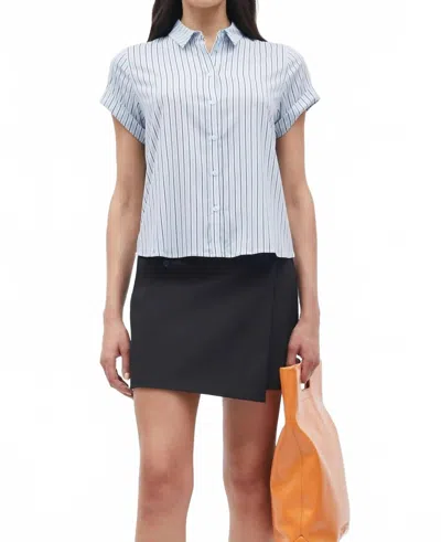 Samsoe Majan Short Sleeve Shirt In Skyway Stripe In Multi