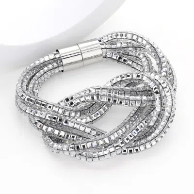 Fashnzfab Bling Knot Magnetic Bracelet Clear, Rhodium In Multi
