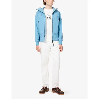 C.p. Company Mens Goggle-hood Long-sleeve Stretch-woven Jacket Aegean Blue In Blue